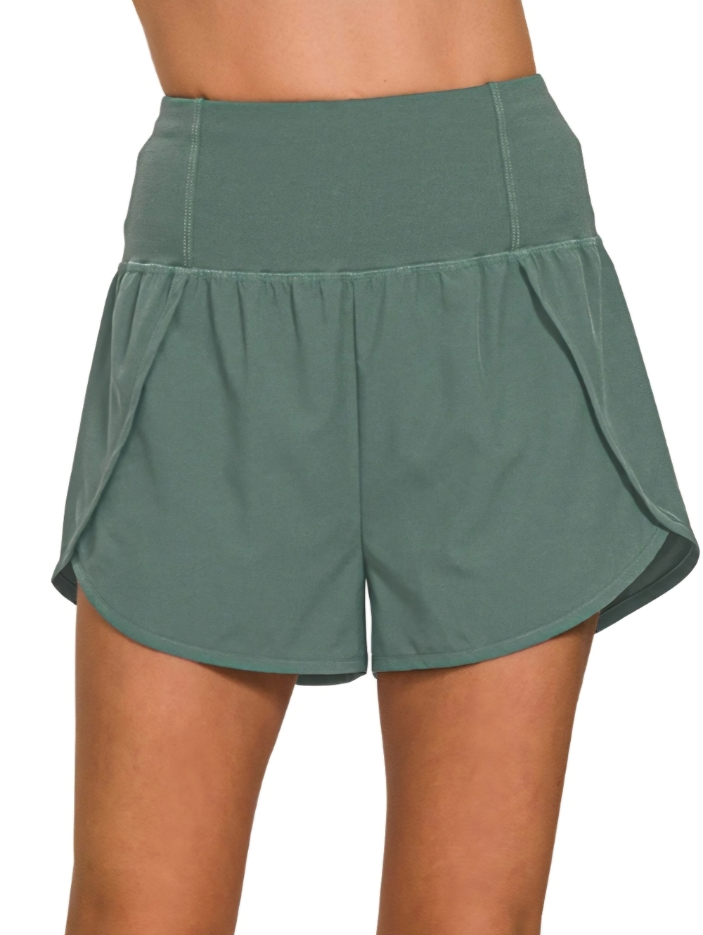 Zenana High-Waist Sage Green Women’s Active Running Shorts